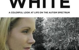 op one fourth of book cover is a white background" Black and White" written in black text with capital letters in large font "A Colorful Look at Life on the Autism Spectrum"Beneath also in black text with capital letters written in small font . Middle section contains a color photograph of blonde light skinned woman in profile . Text in right hand corner reads A Book by S.R. Salas Bottom quarter of bookcover has a black background with white text, small font that reads "Renee provides a fascinating insight to autism, I highly recommed (her) book..."- Dr. Tony Attwood "Black and White provides an inside positive view of autism..." - Dr Temple Grandin