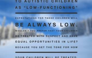 If family members refer to autistic children as “low-functioning”, expectations for those children will be always low. Amy Sequenzia on Ollibean