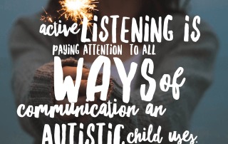 Photo of a girl holding a sparkler. Text reads: Active listening is paying attention to all possible ways of communication an Autistic child uses. Amy Sequenzia on Ollibean