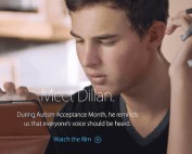 Photograph of Dillan Barmache on Apple. Text: Meet Dillan. During Autism Acceptance Month, he reminds us that everyone's voice should be heard.